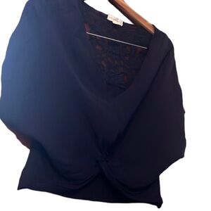 Coco + Jaimeson Navy Blue Top Lace Back knot front Sz Small